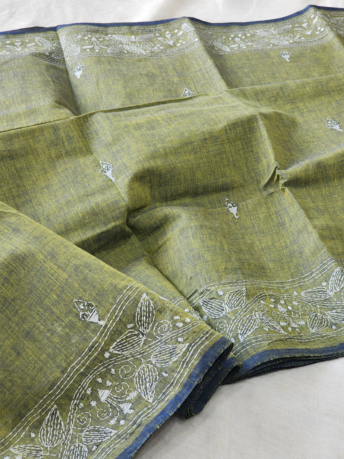 Green Kantha Cotton Saree