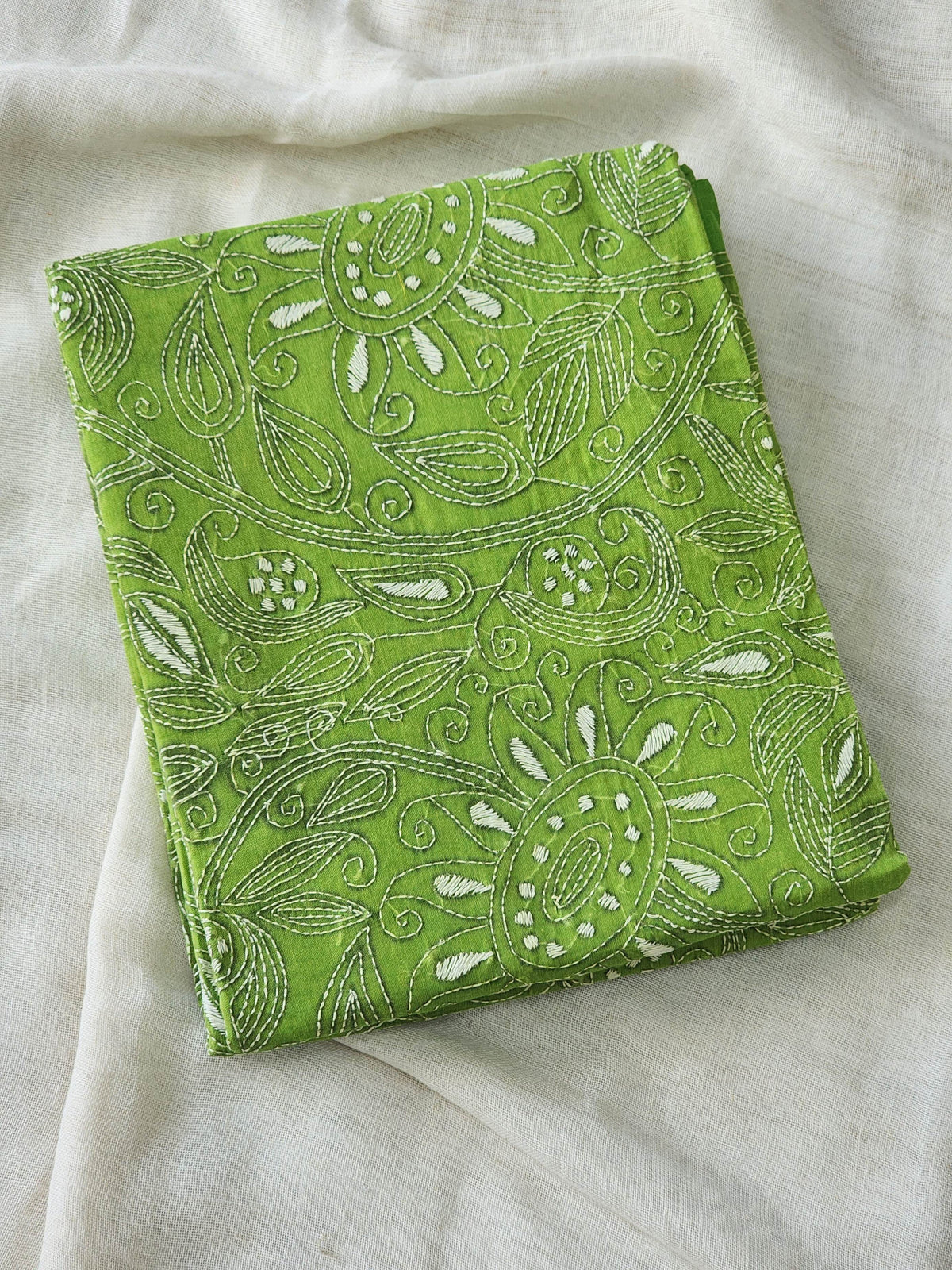 Green Kantha Cotton Saree