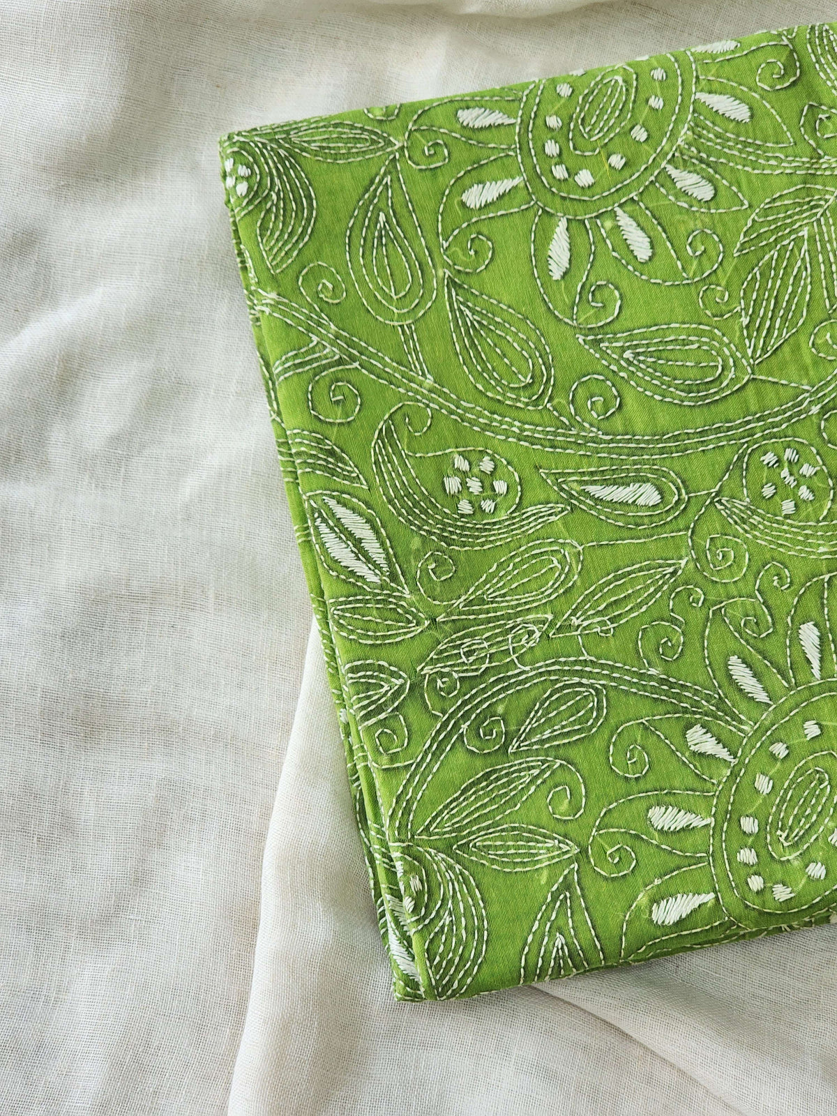 Green Kantha Cotton Saree