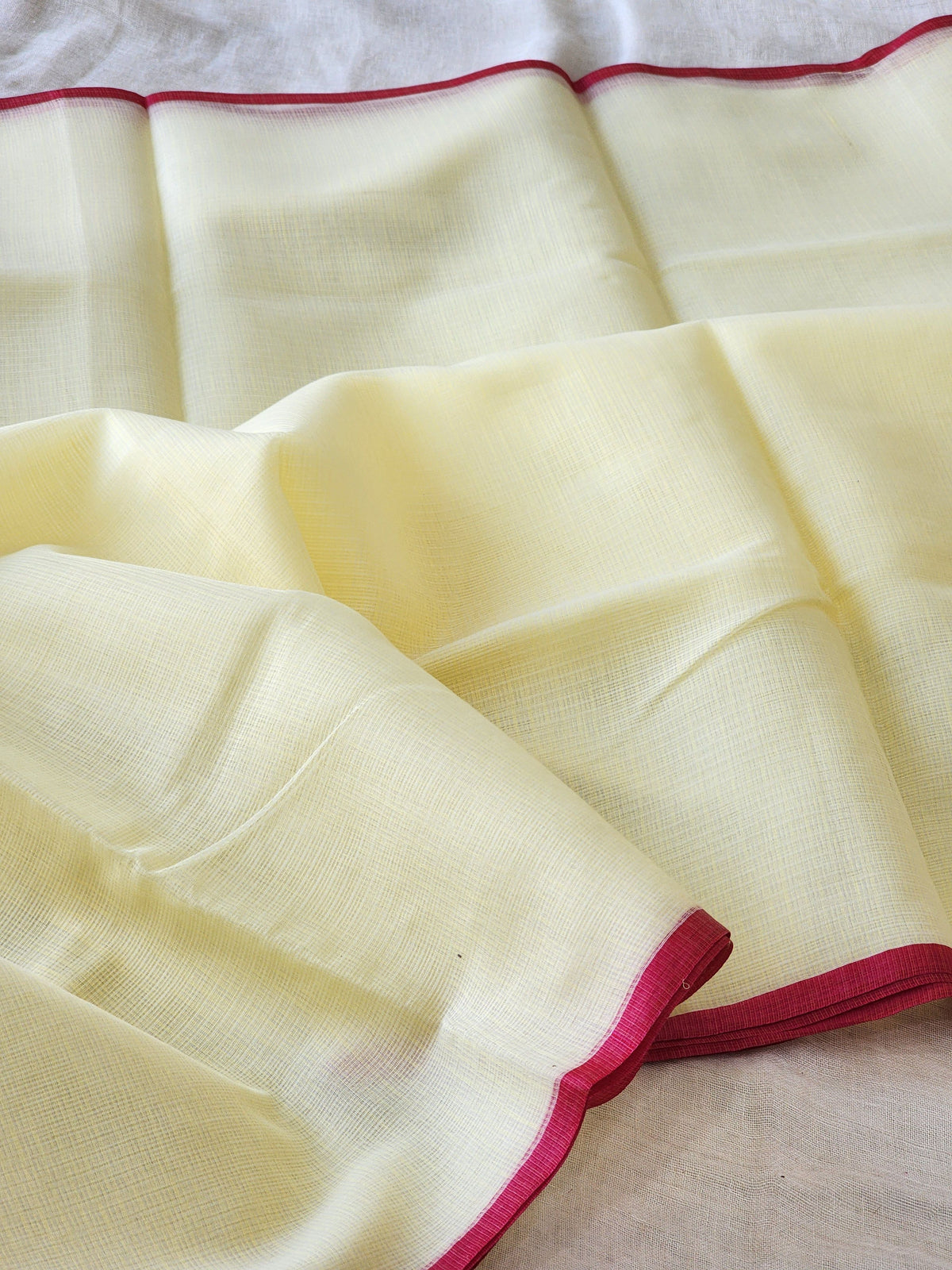 Pastel Yellow Kota Cotton Saree