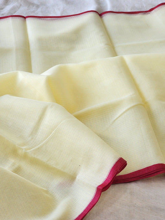 Pastel Yellow Kota Cotton Saree
