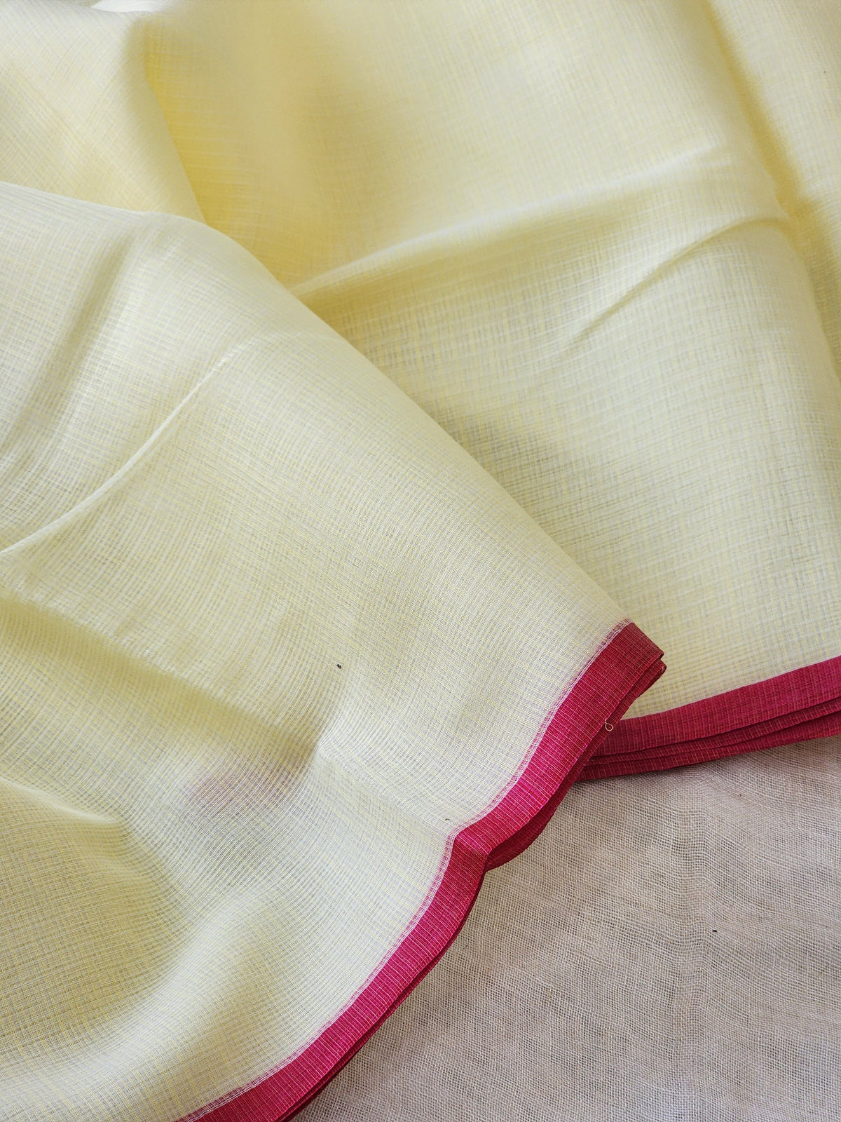 Pastel Yellow Kota Cotton Saree