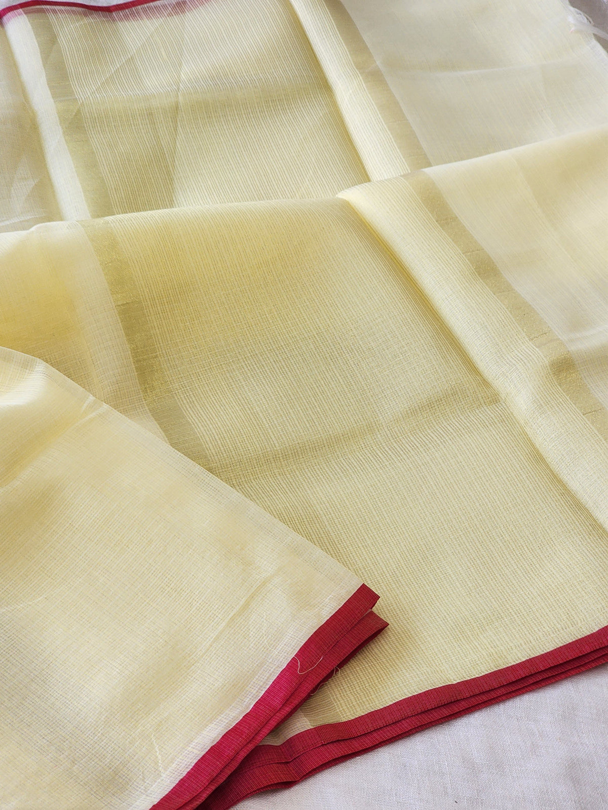 Pastel Yellow Kota Cotton Saree
