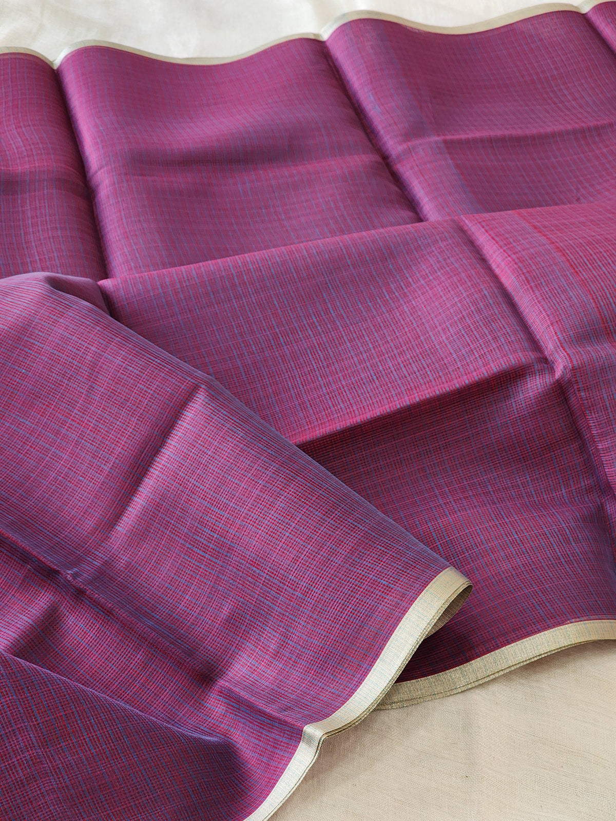 Purple Grey Kota Cotton Saree