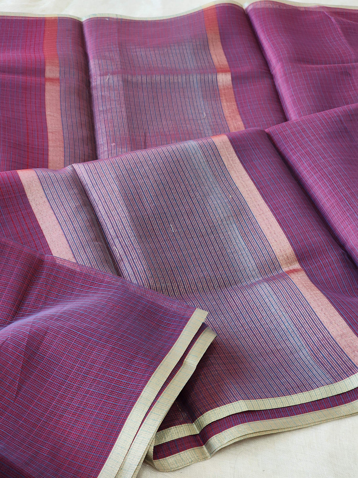 Purple Grey Kota Cotton Saree