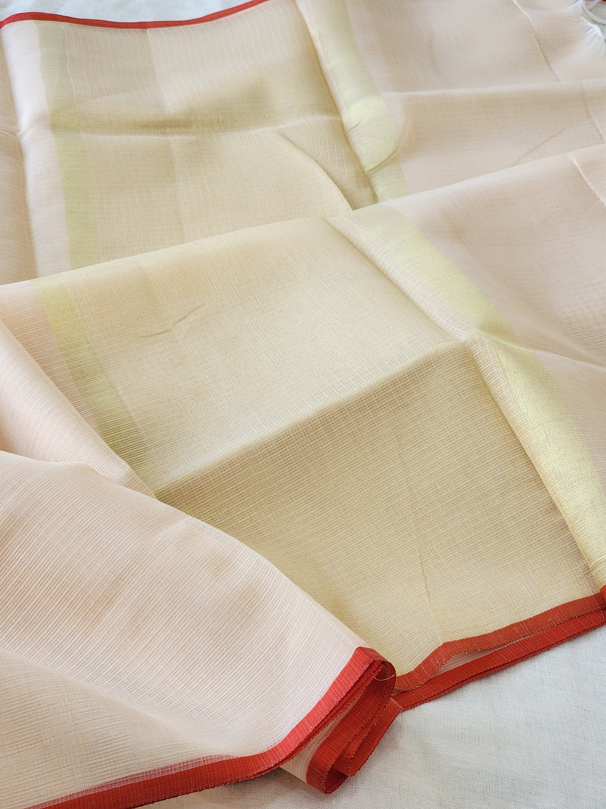 Light Peach Kota Cotton Saree