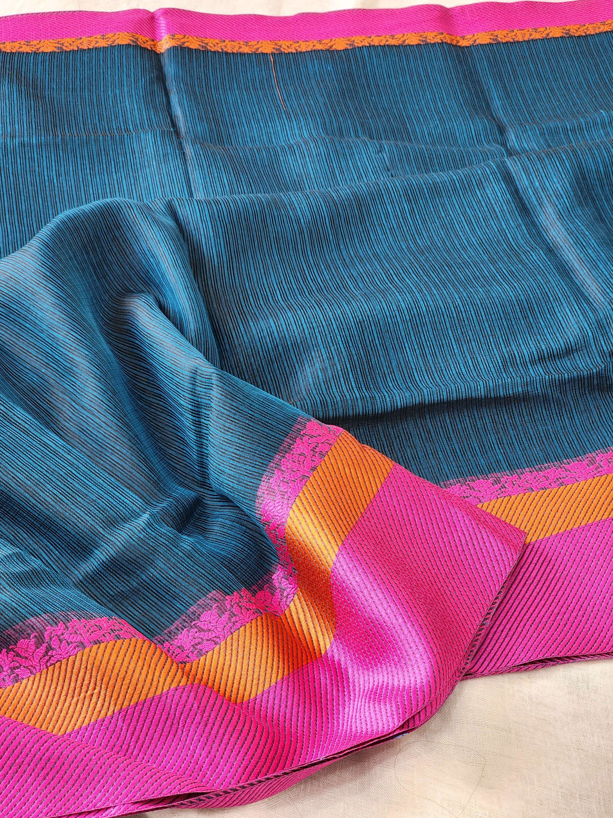 Teal Blue Kota Silk Saree