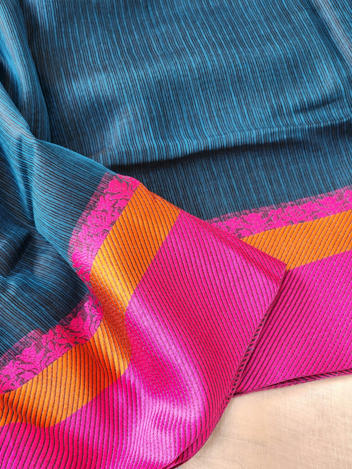 Teal Blue Kota Silk Saree