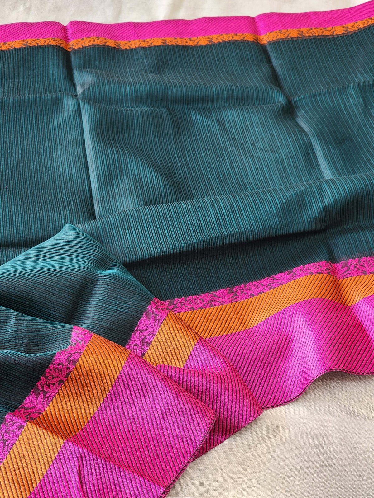 Bottle Green Kota Silk Saree