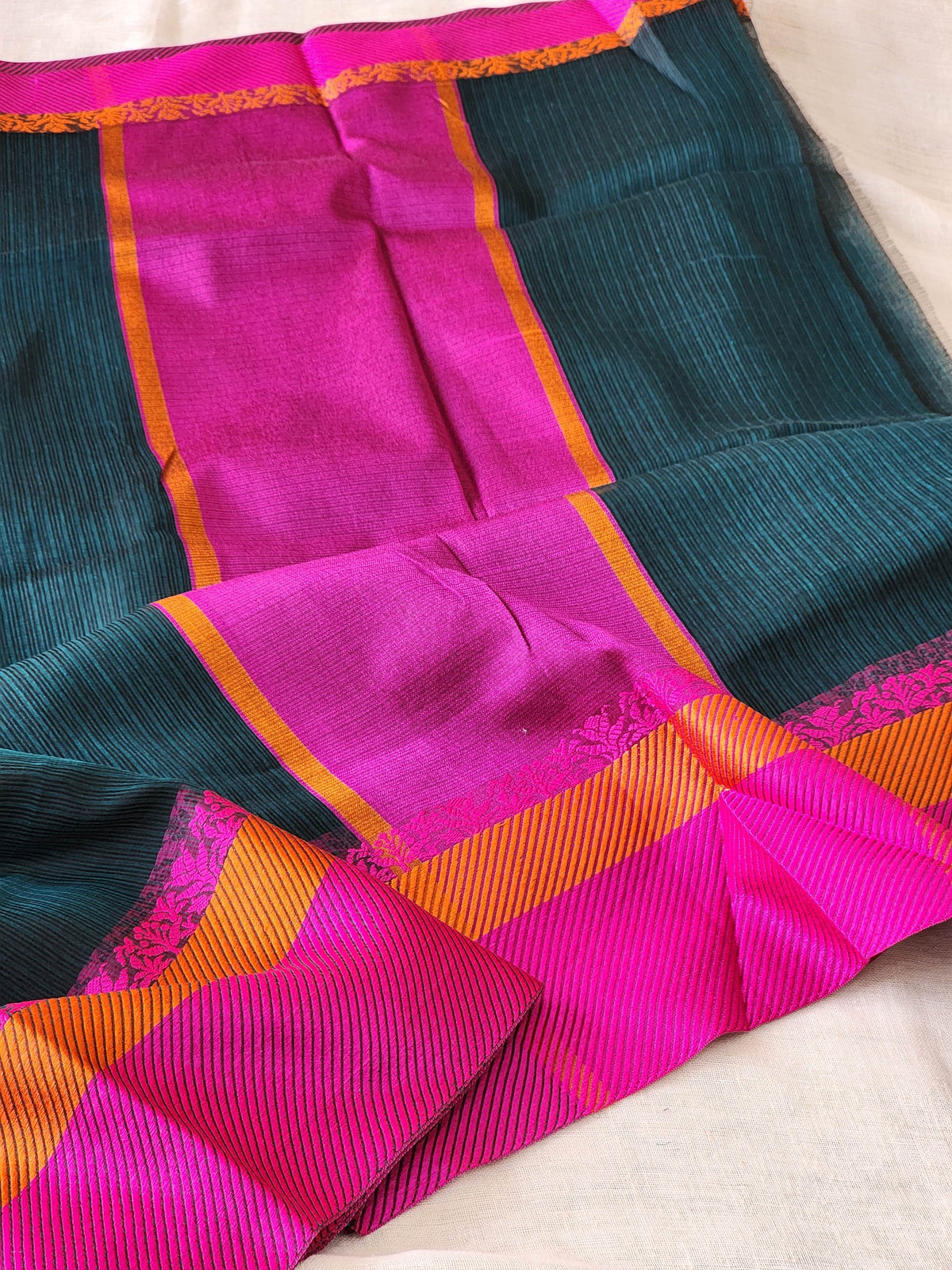 Bottle Green Kota Silk Saree