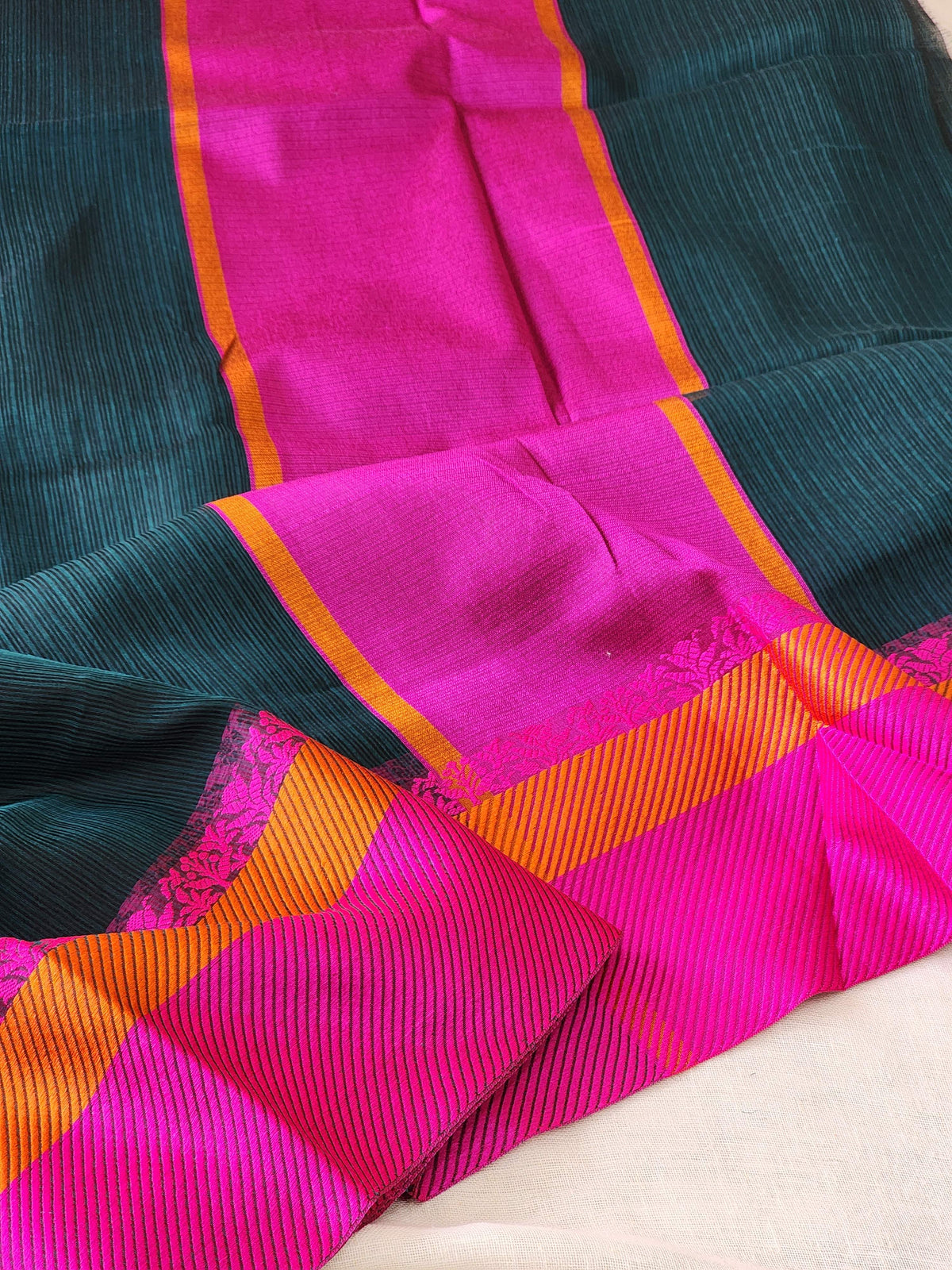 Bottle Green Kota Silk Saree
