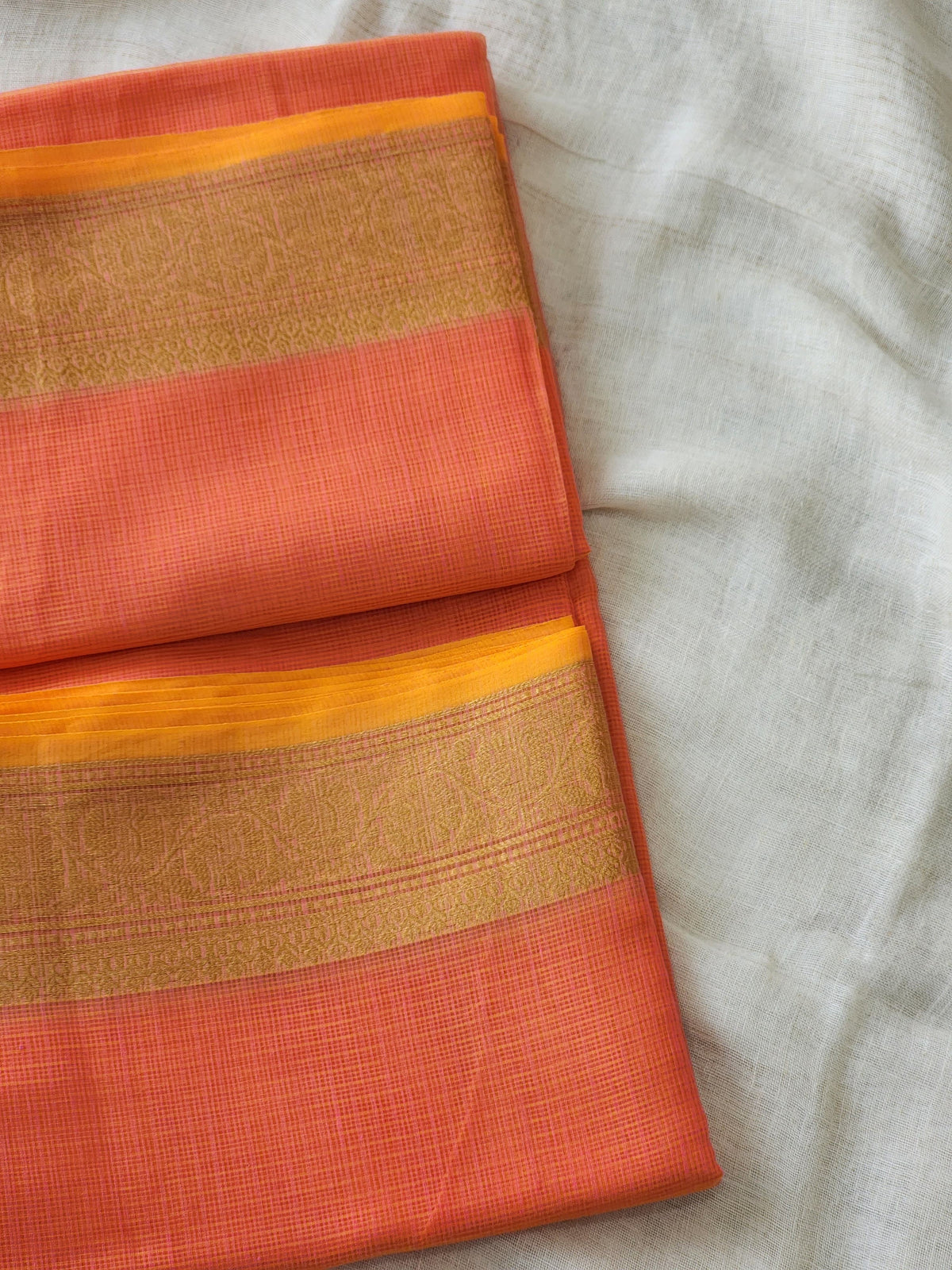 Peach Kota Silk Saree