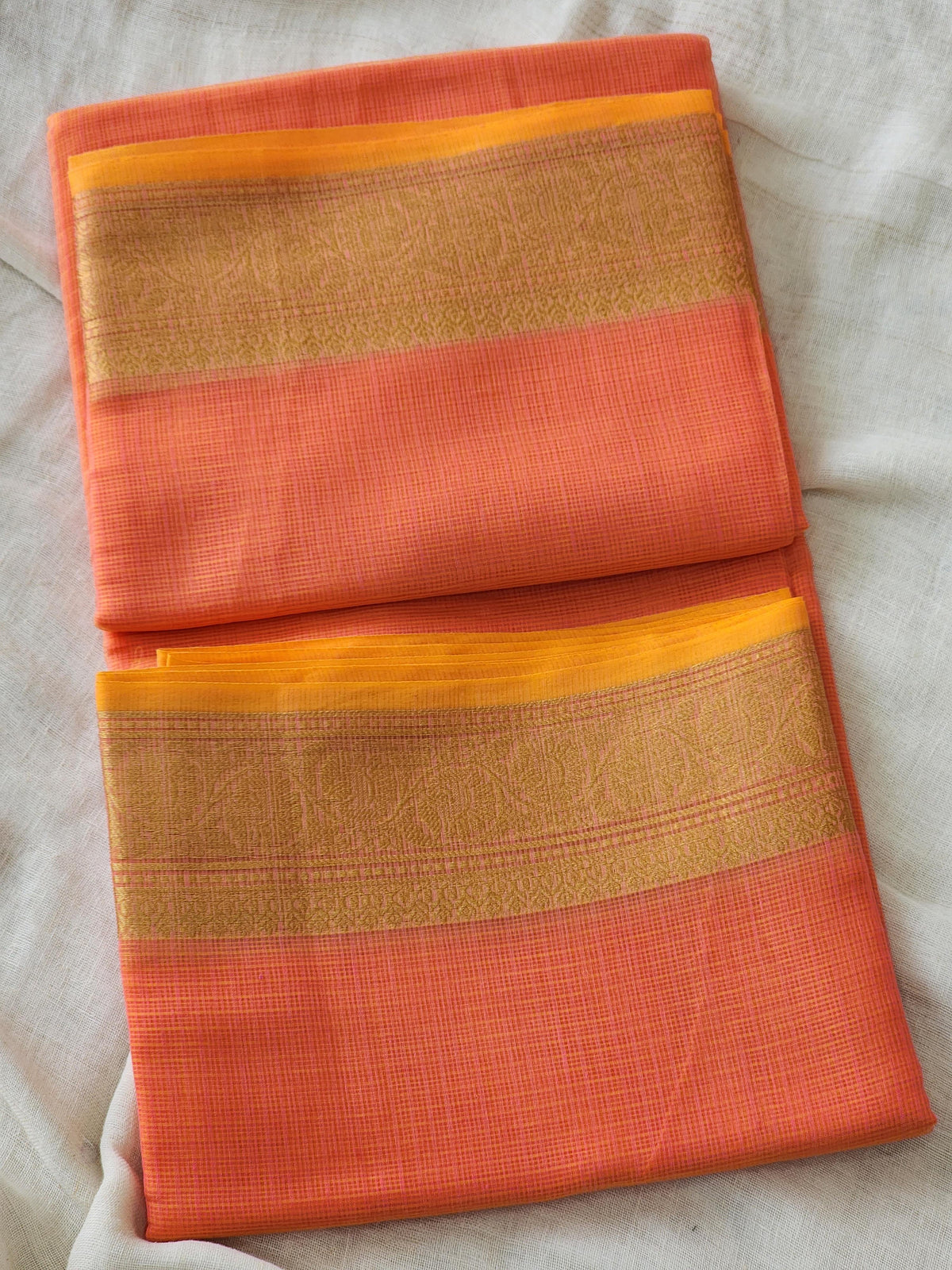 Peach Kota Silk Saree