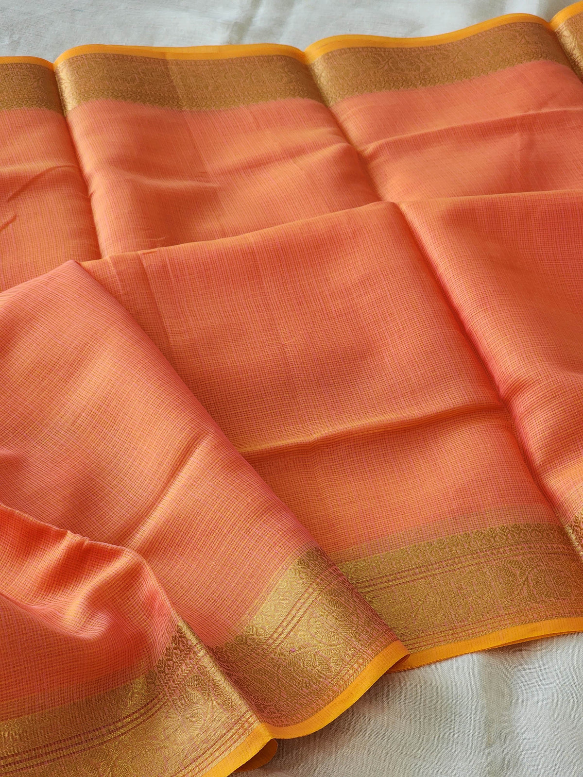 Peach Kota Silk Saree