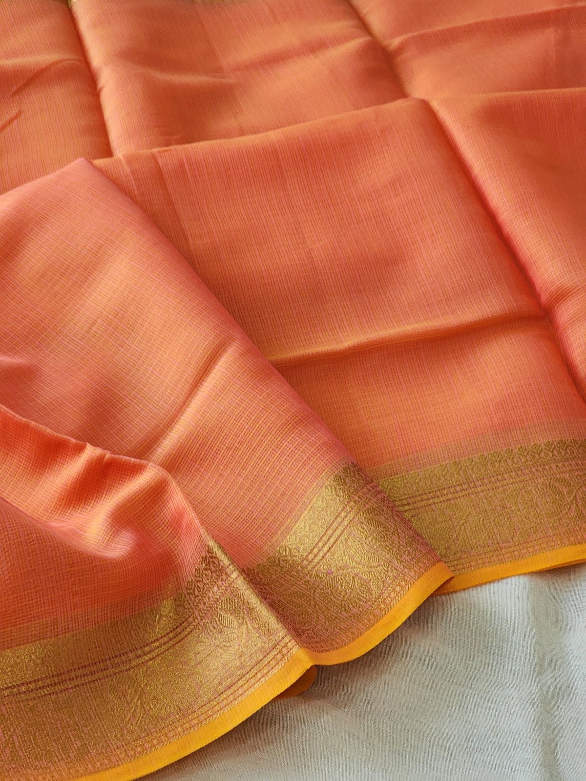 Peach Kota Silk Saree