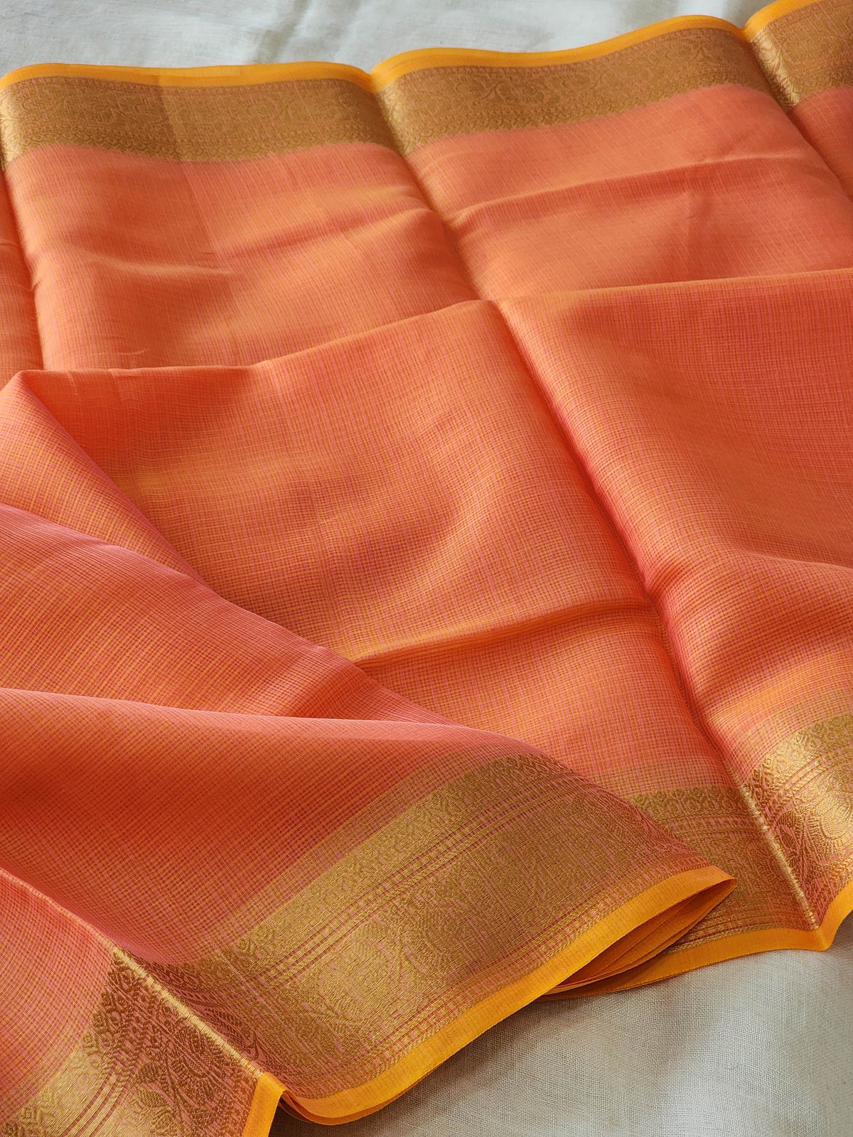Peach Kota Silk Saree