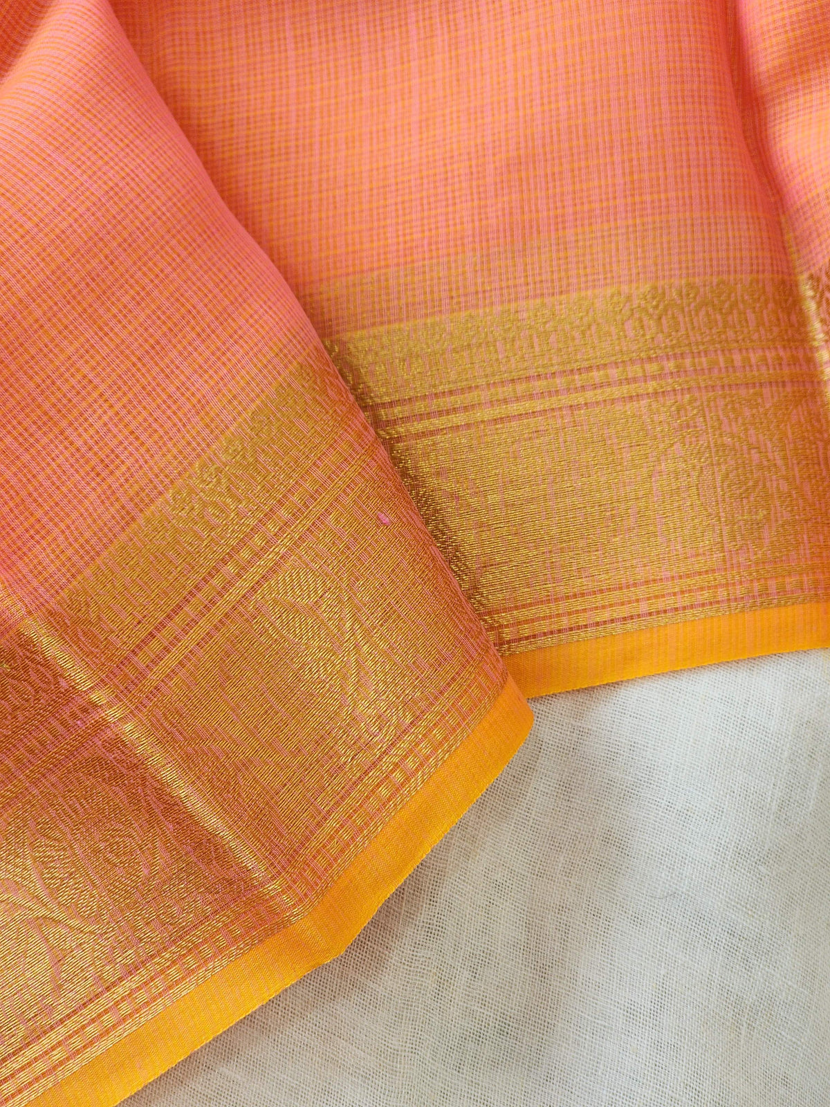 Peach Kota Silk Saree
