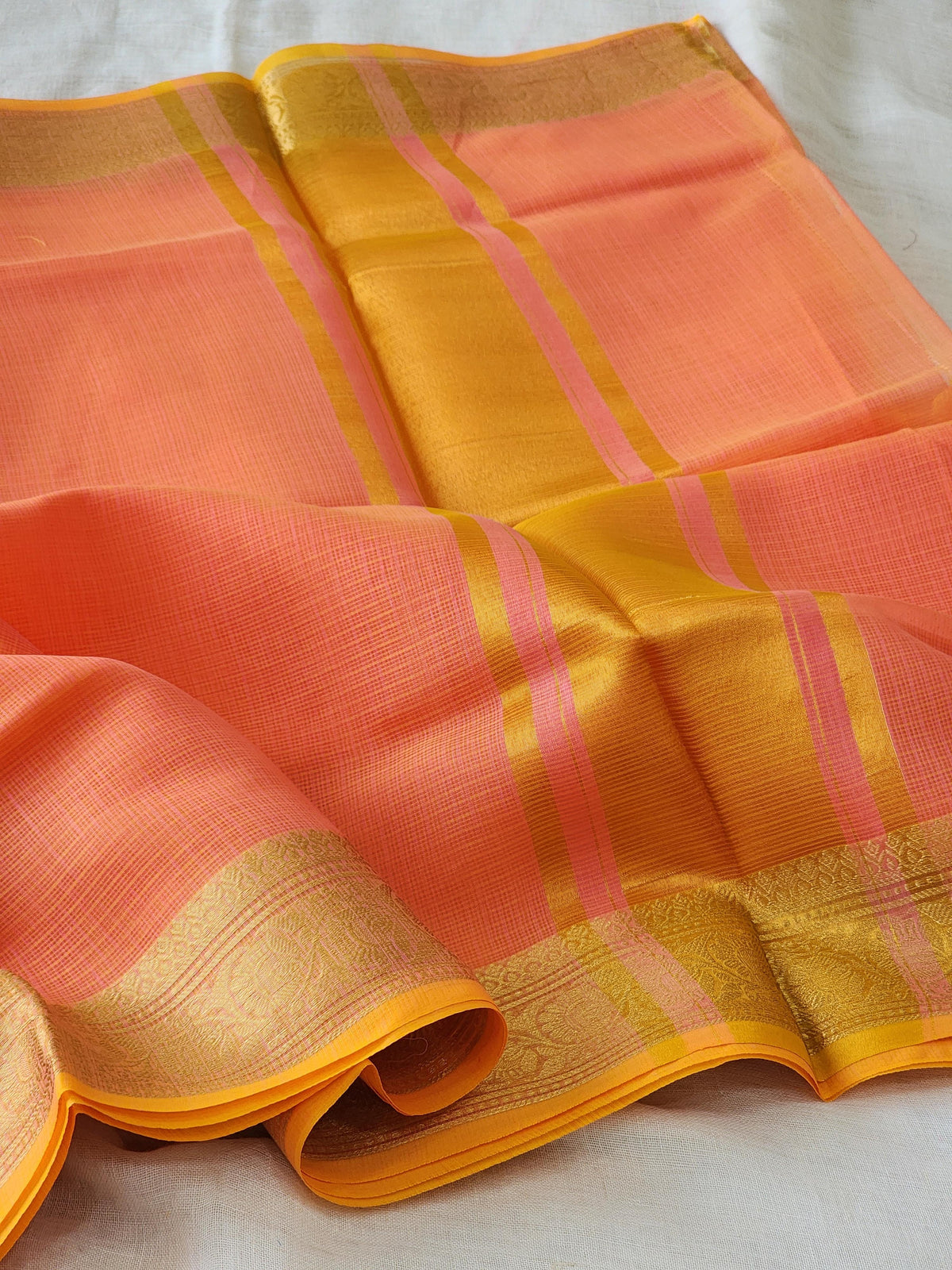 Peach Kota Silk Saree