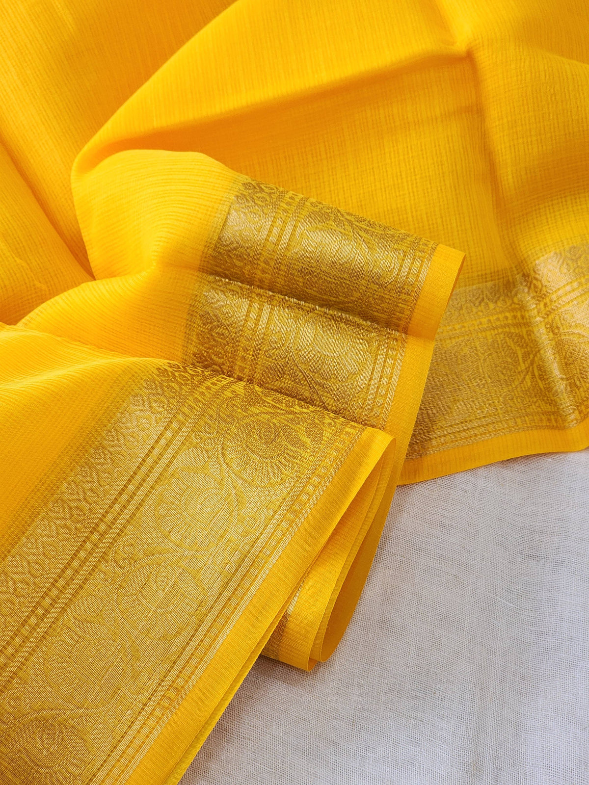 Yellow Kota Silk Saree