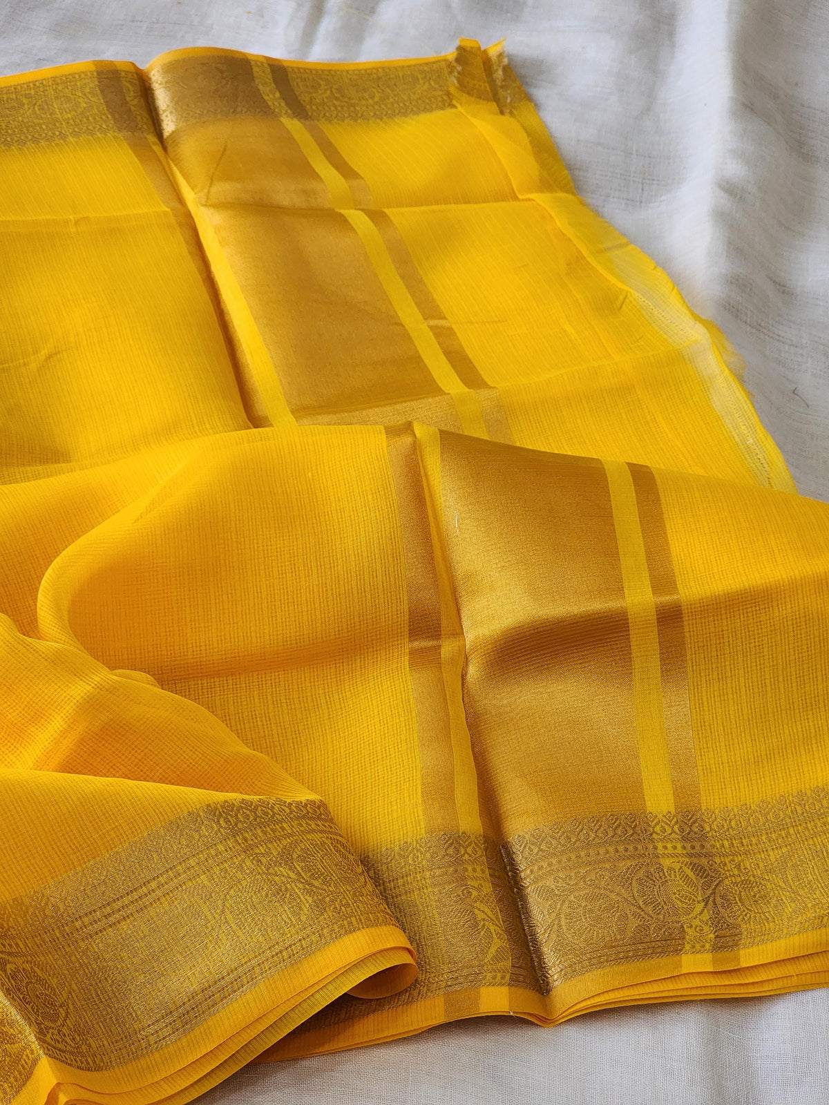 Yellow Kota Silk Saree