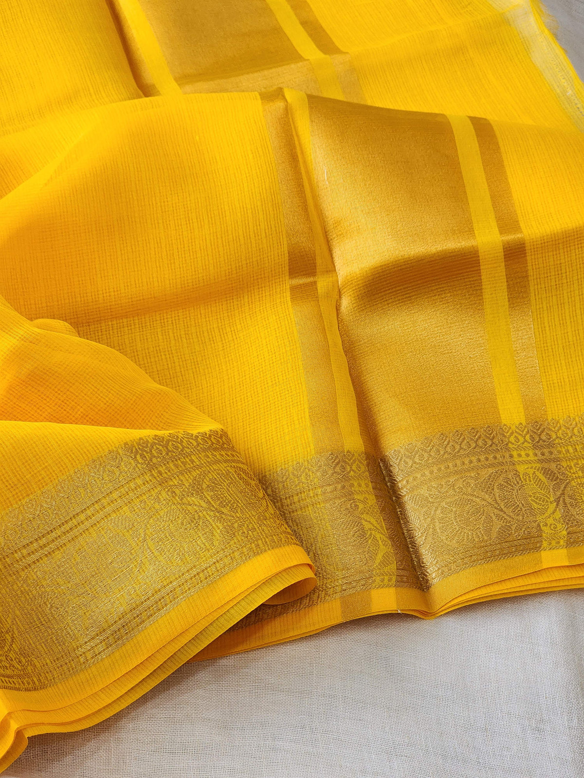 Yellow Kota Silk Saree