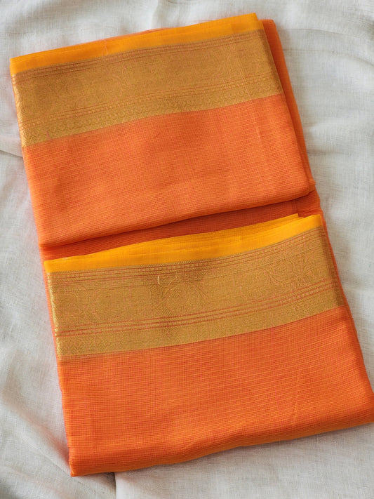 Bright Peach Kota Silk Saree