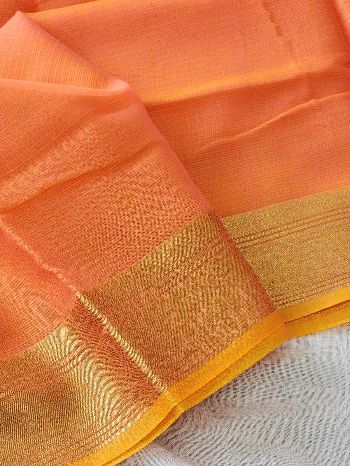 Bright Peach Kota Silk Saree