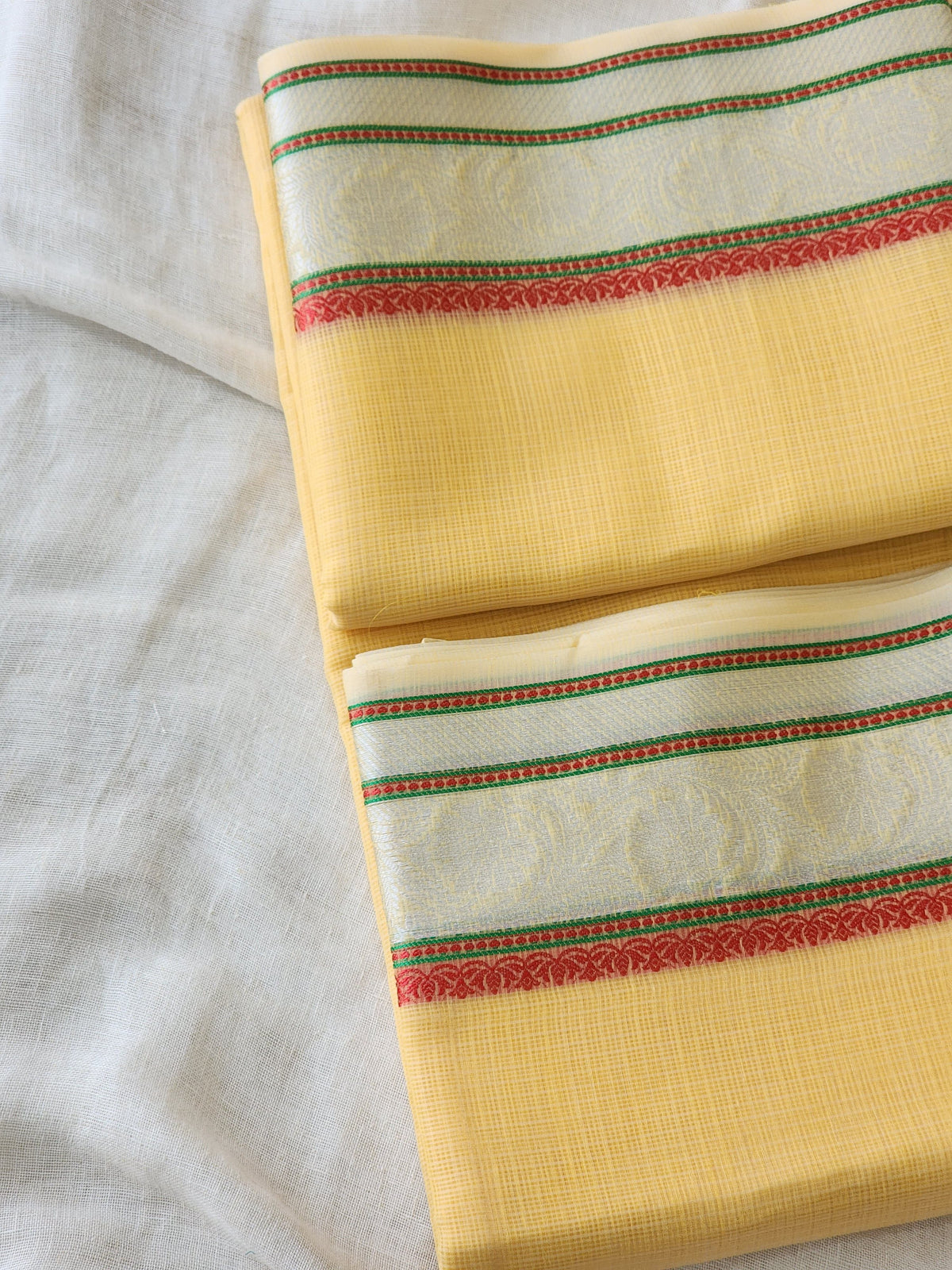 Pastel Yellow Kota Silk Saree