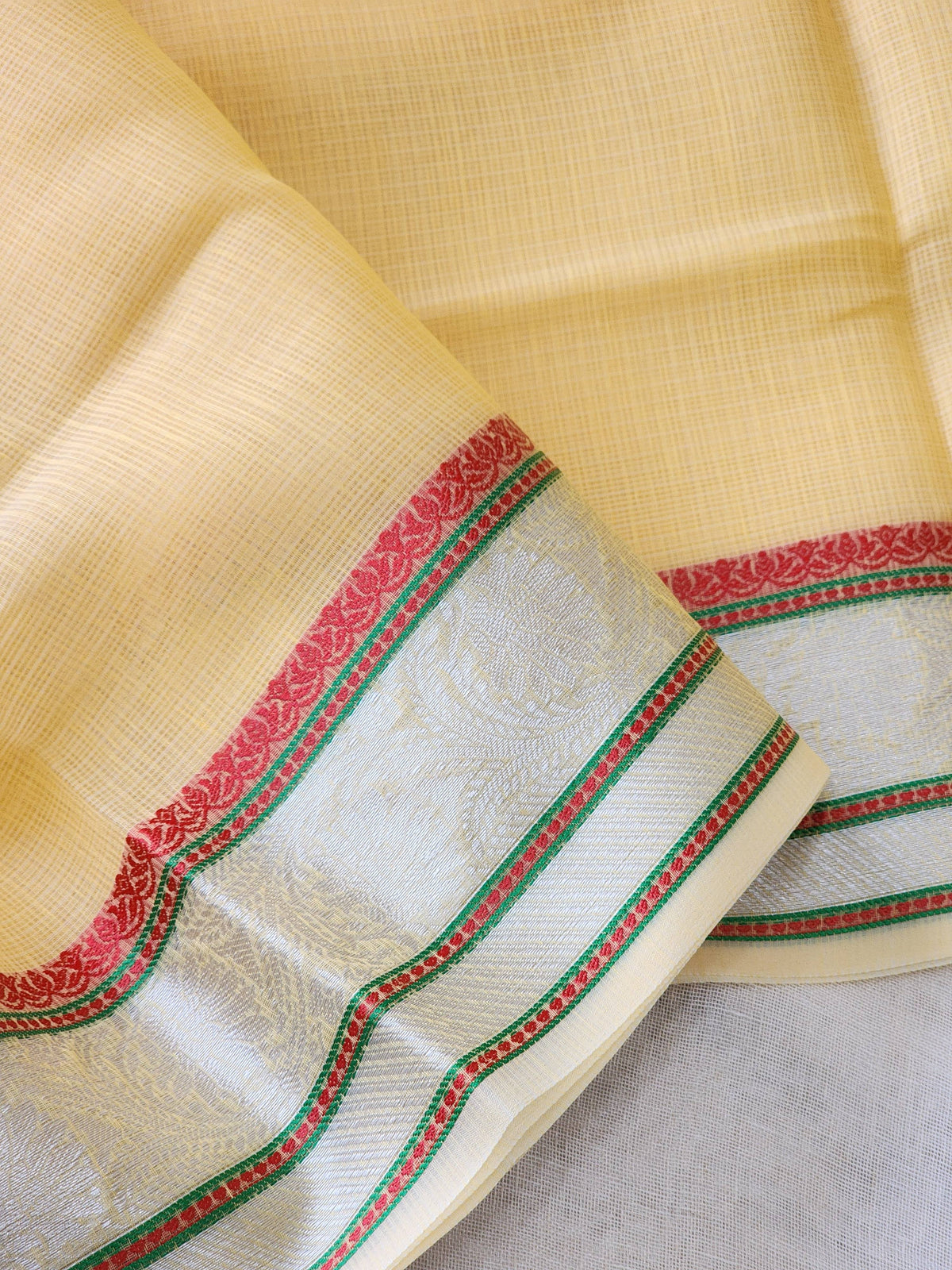 Pastel Yellow Kota Silk Saree