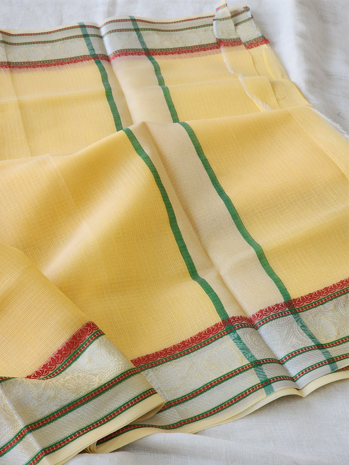 Pastel Yellow Kota Silk Saree