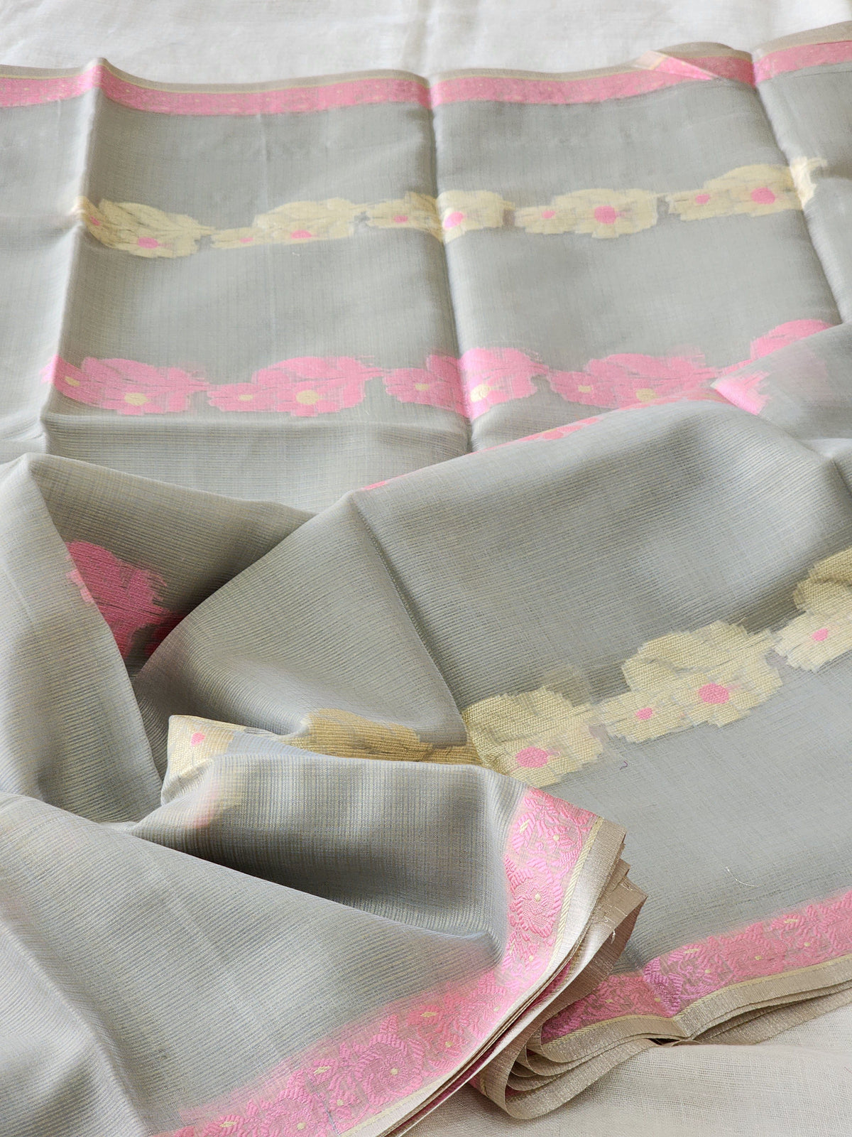 Silver Kota Silk Saree