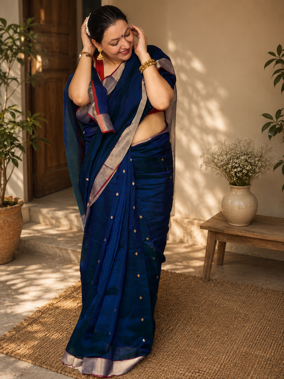 Blue Silk Cotton Saree