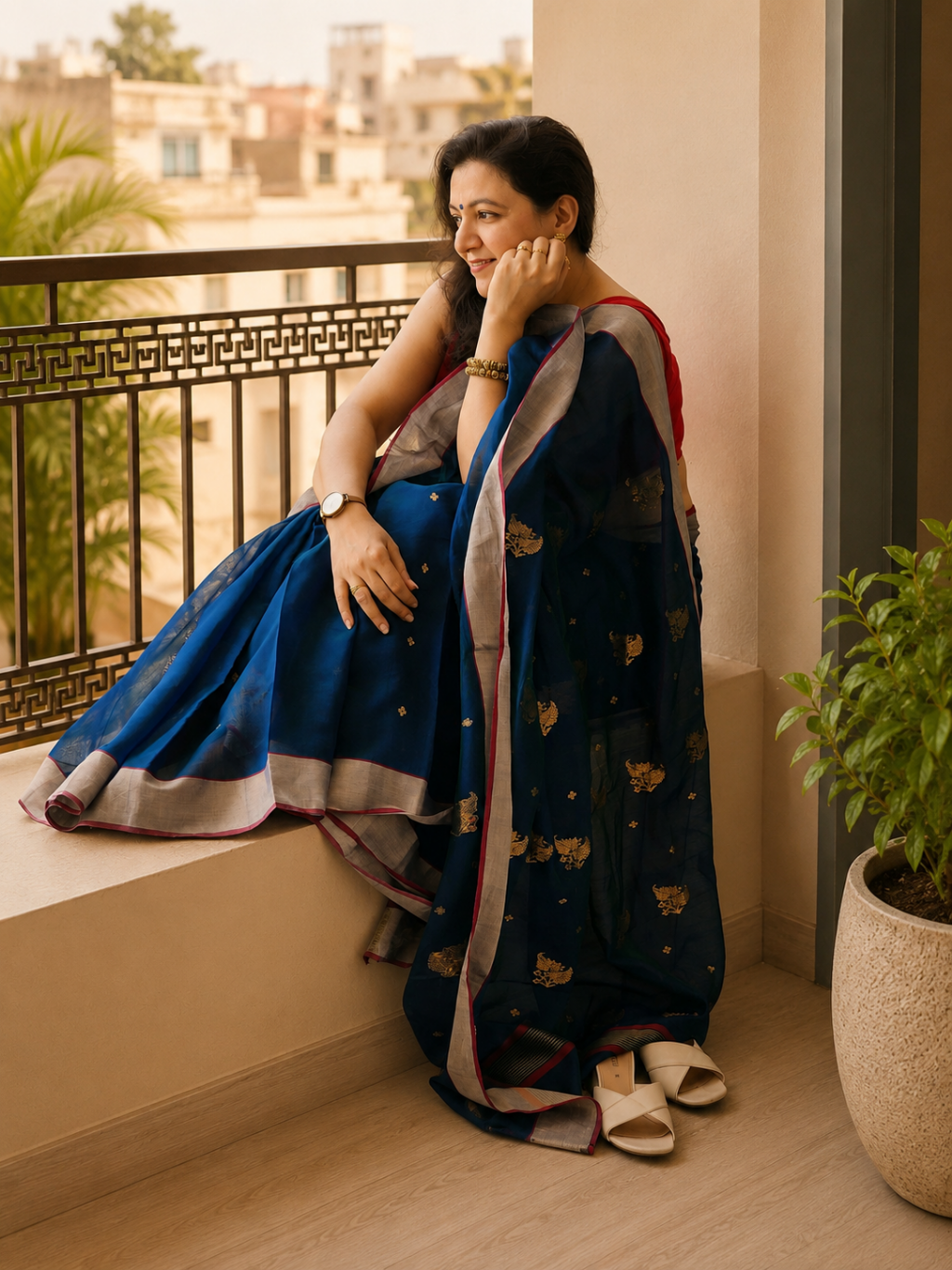 Blue Silk Cotton Saree