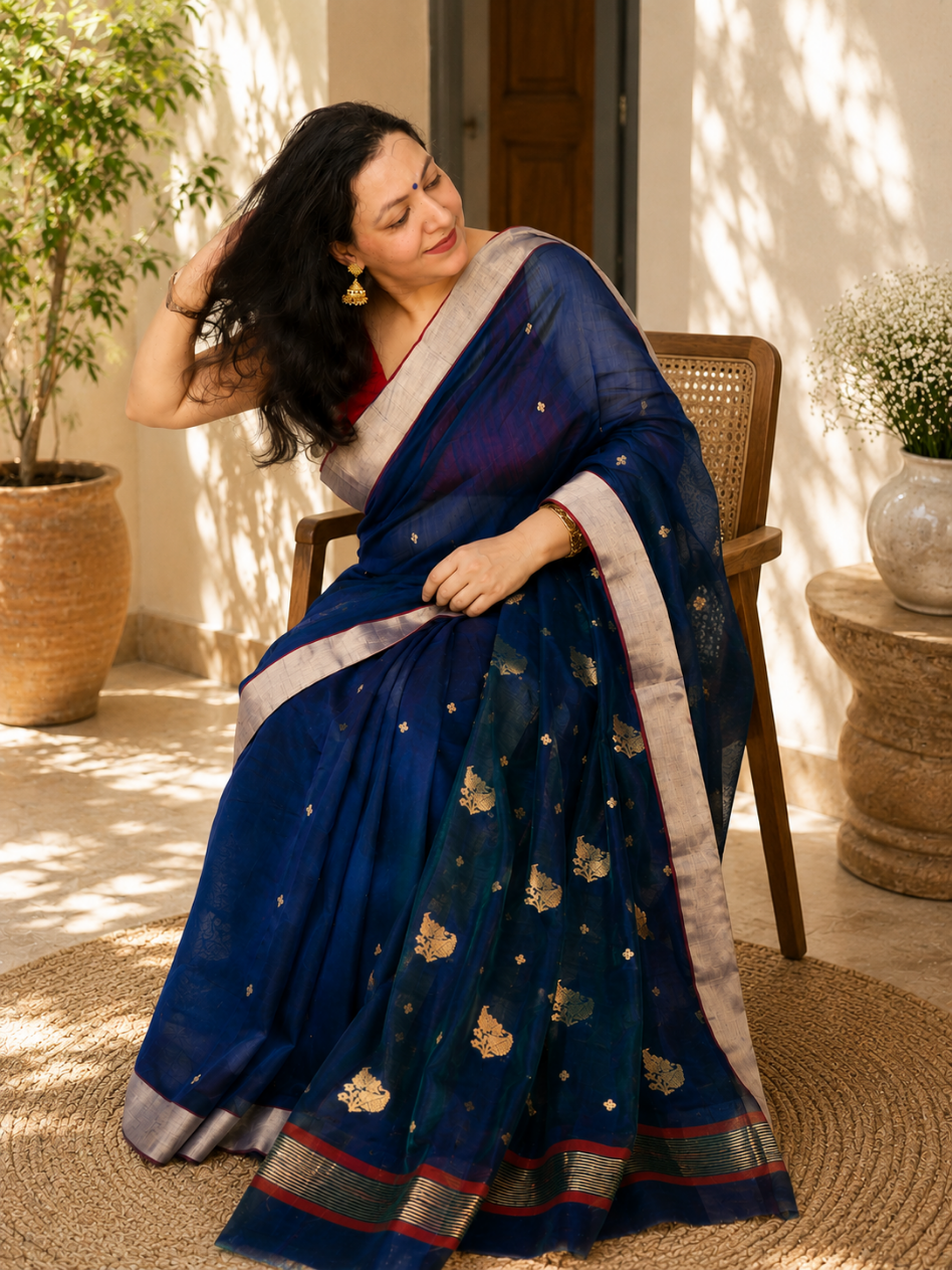 Blue Silk Cotton Saree