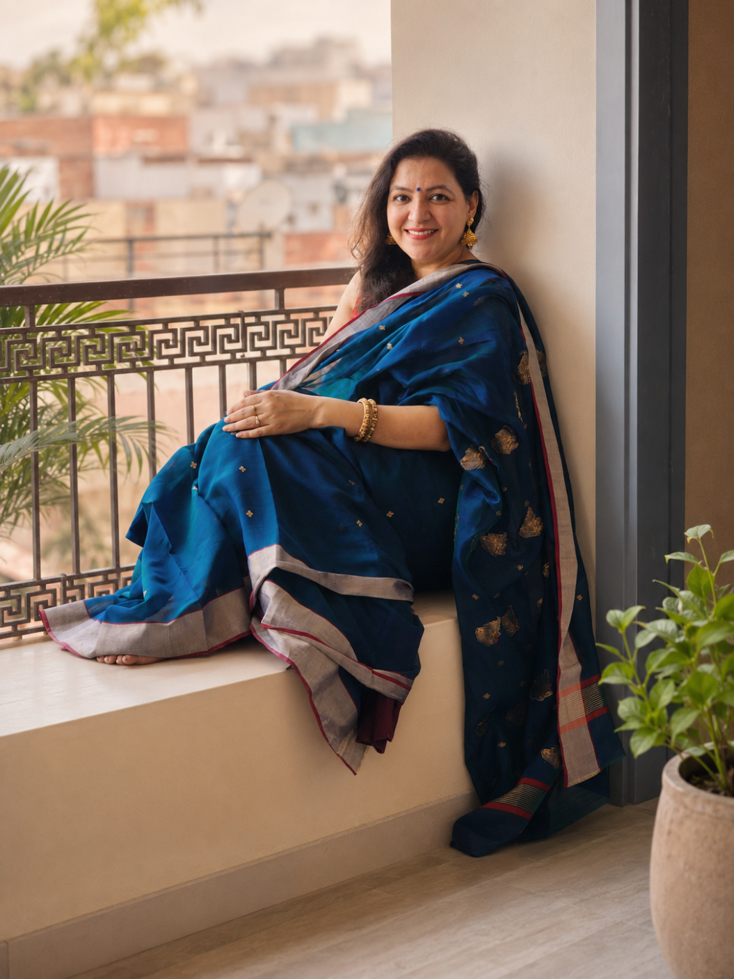 Blue Silk Cotton Saree