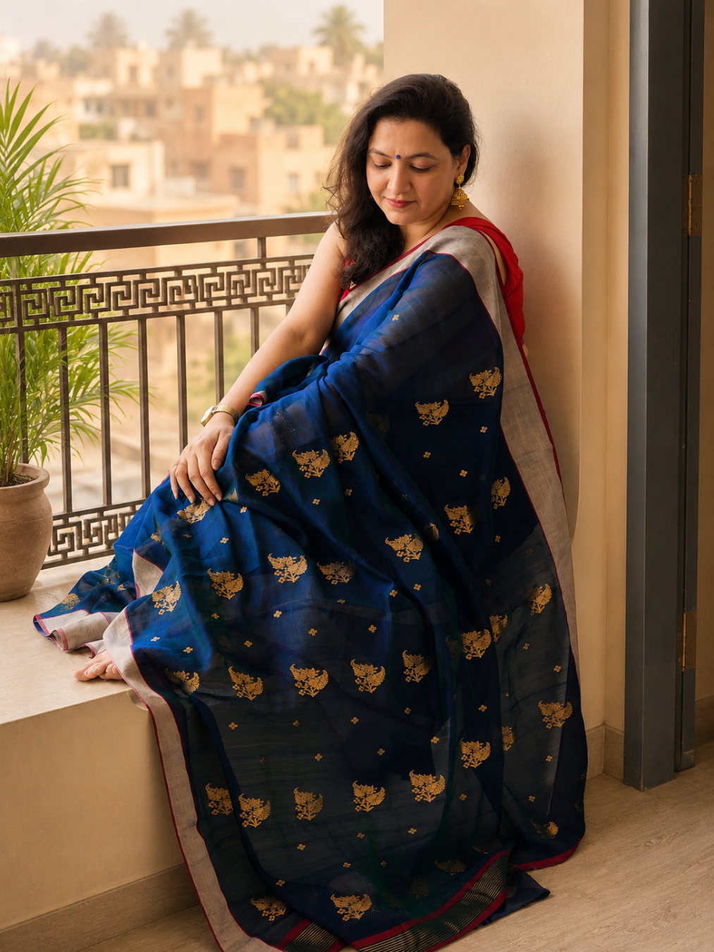 Blue Silk Cotton Saree