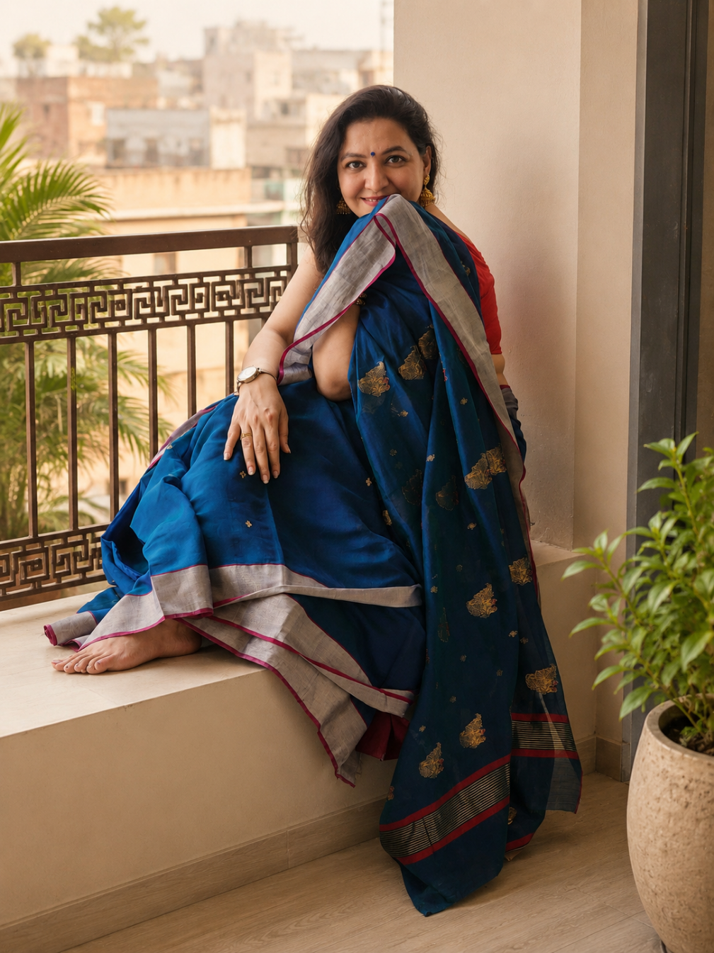 Blue Silk Cotton Saree