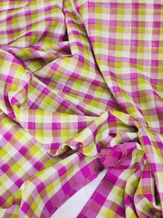 Pink & Green Cotton Handloom Saree