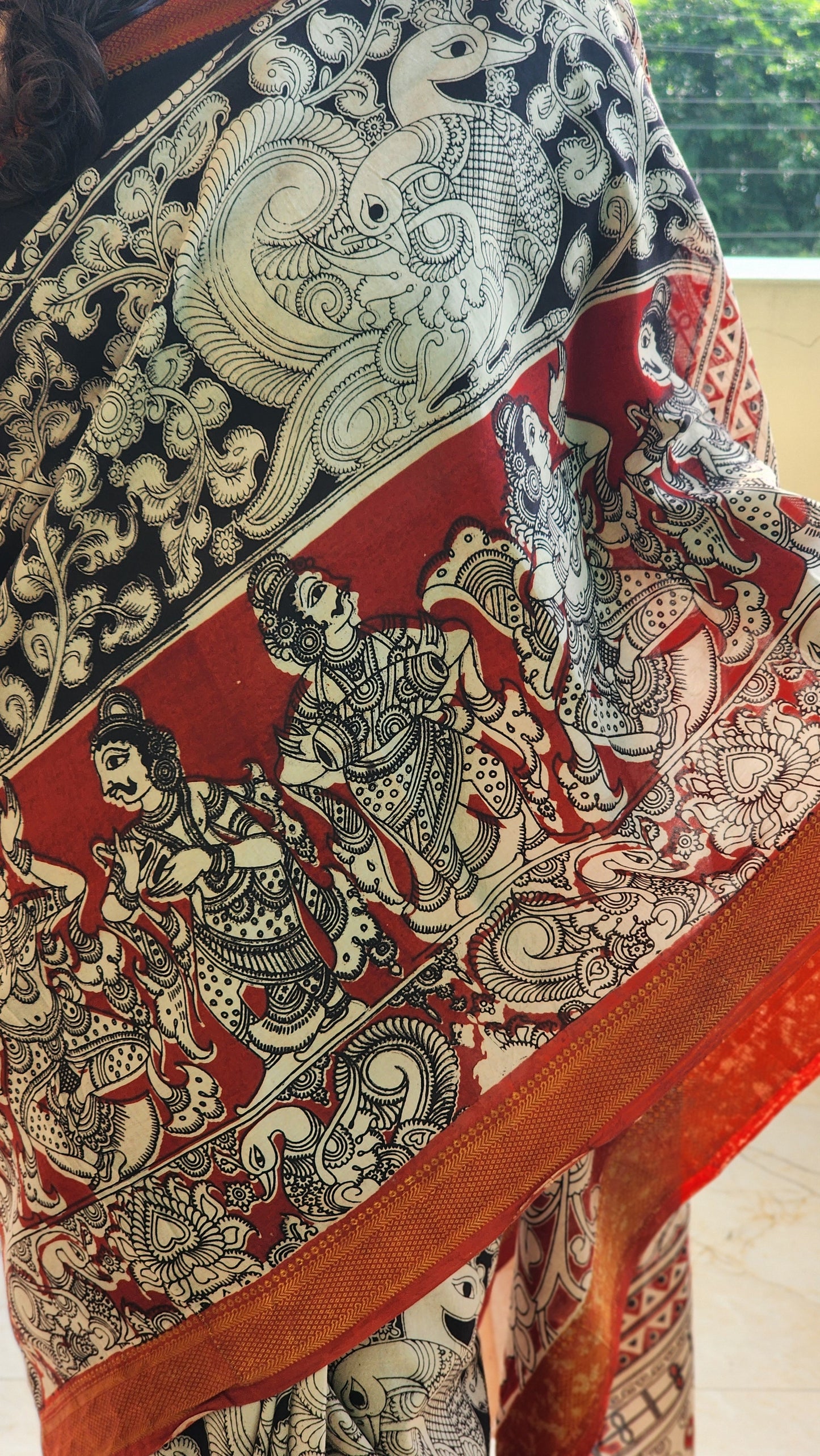 Black Kalamkari Silk Saree