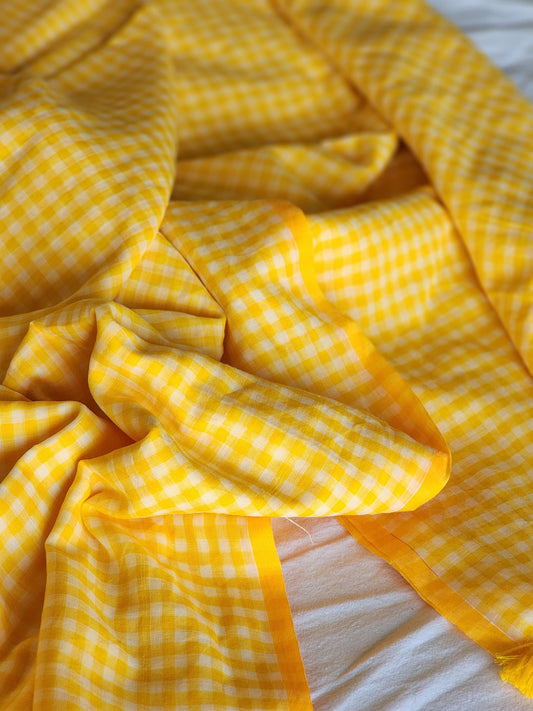 Yellow Cotton Handloom Saree