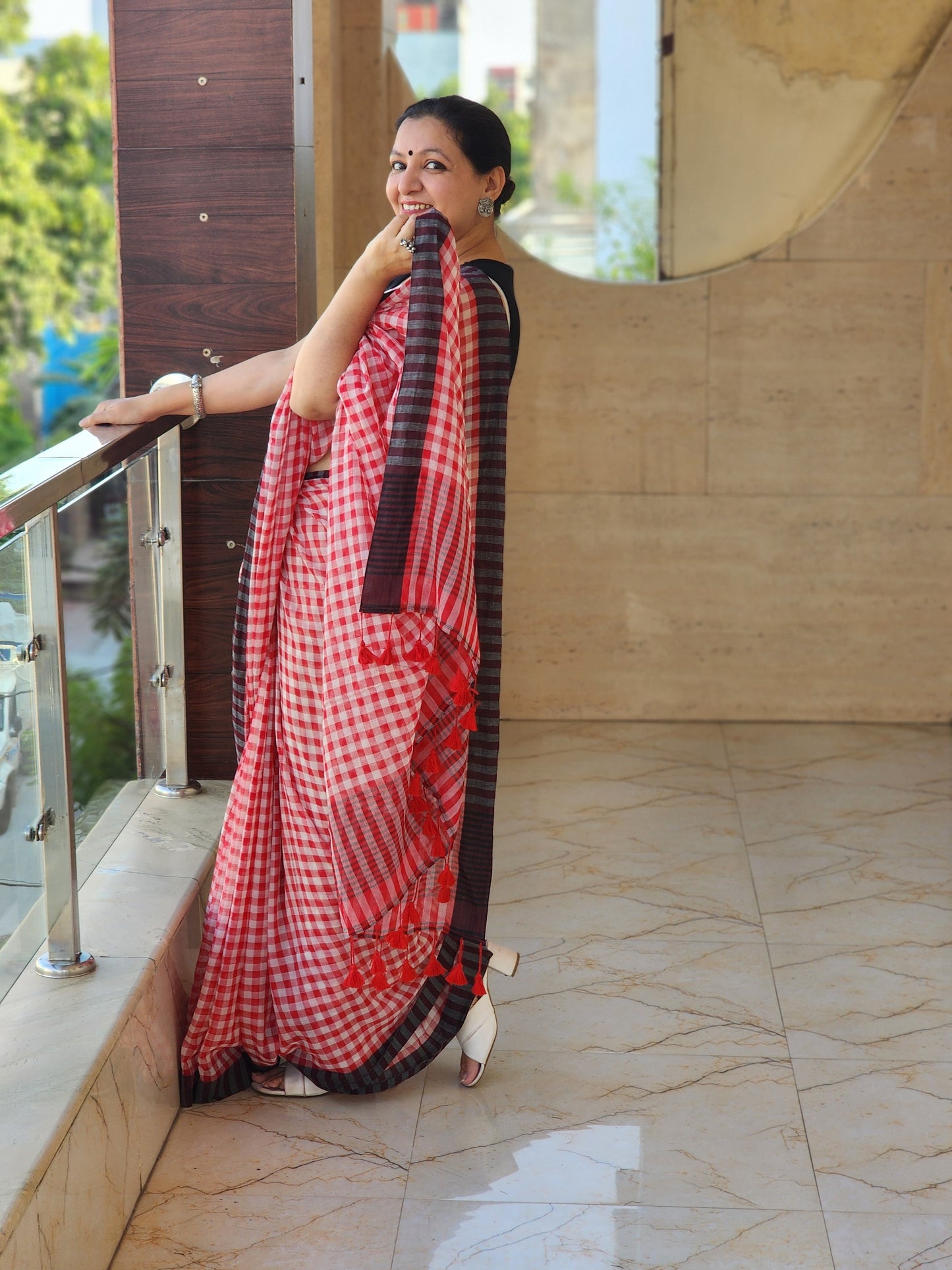 Red Cotton Handloom Saree
