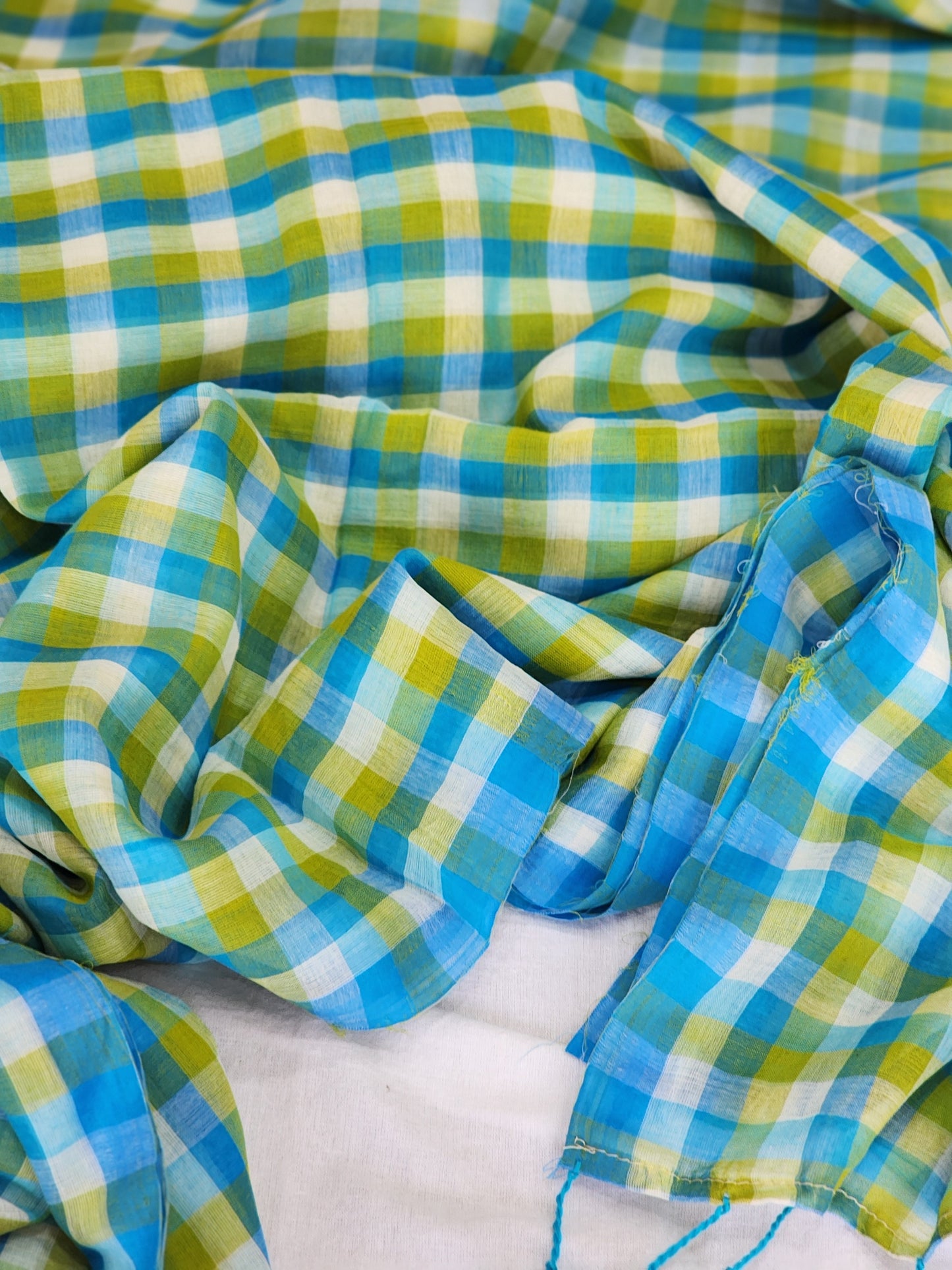 Blue & Green Cotton Handloom Saree