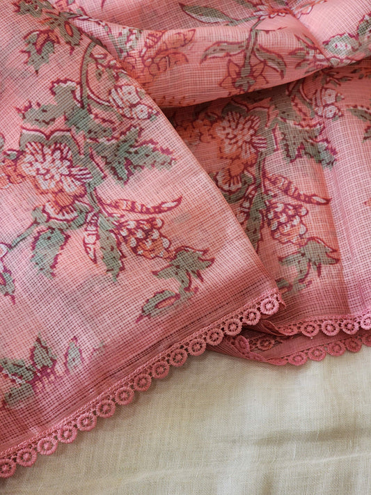 Peach Kota Silk Saree