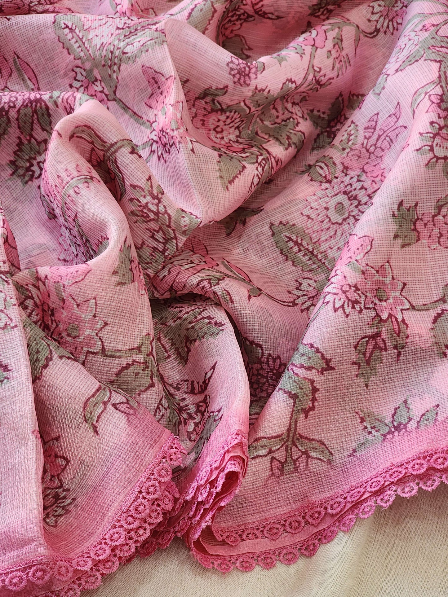 Pink Kota Silk Saree