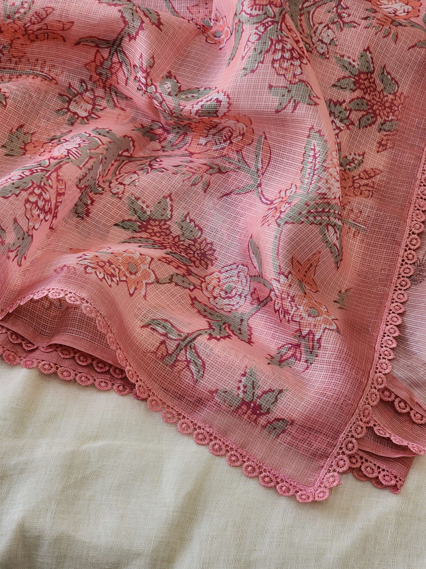 Peach Kota Silk Saree