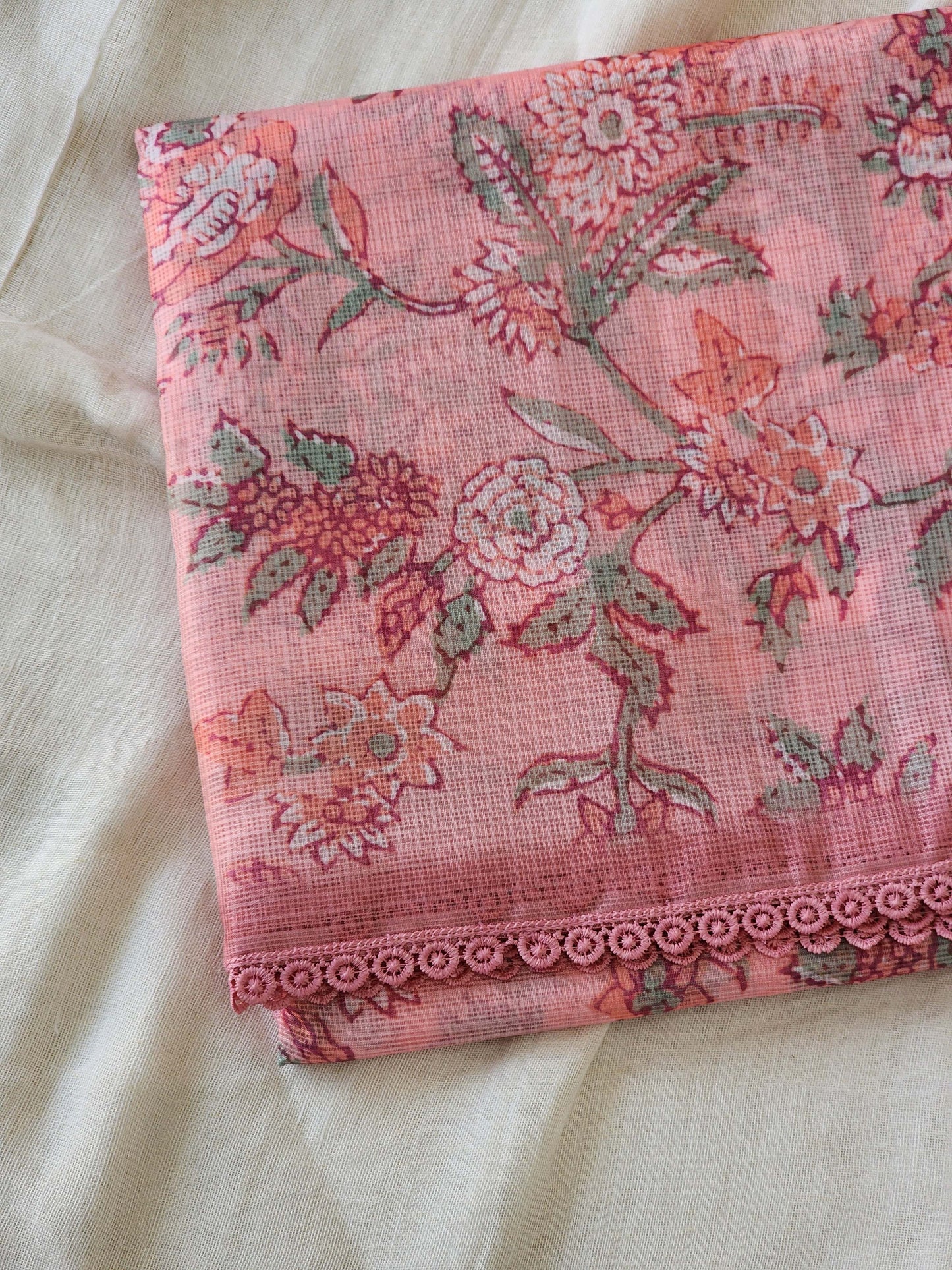 Peach Kota Silk Saree