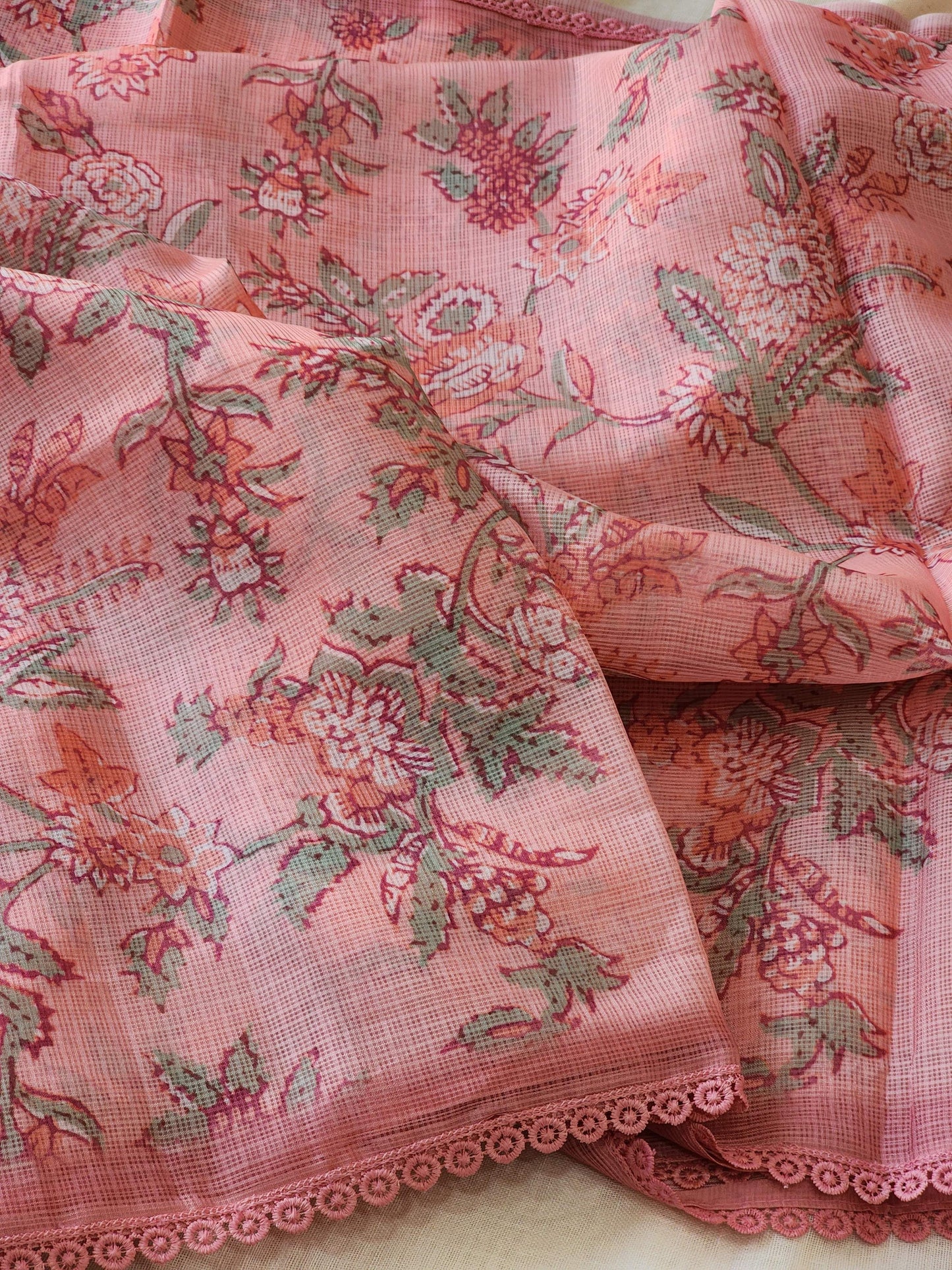 Peach Kota Silk Saree