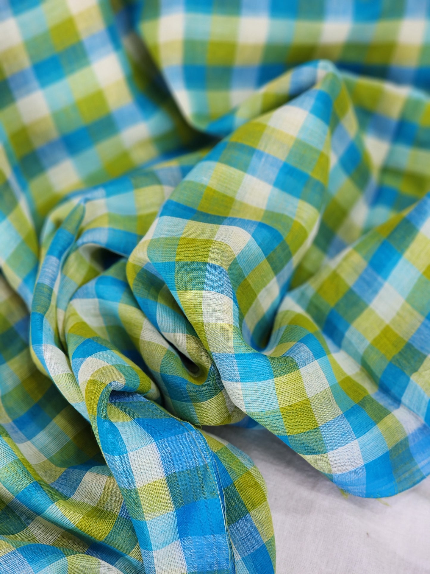 Blue & Green Cotton Handloom Saree