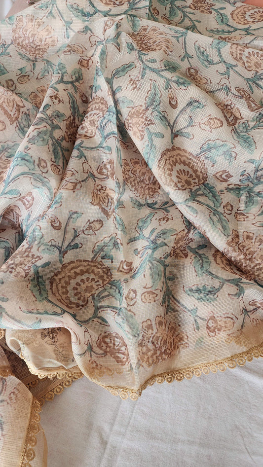 Beige Kota Silk Saree