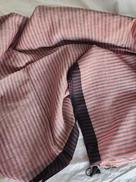 Pink Cotton Handloom Saree
